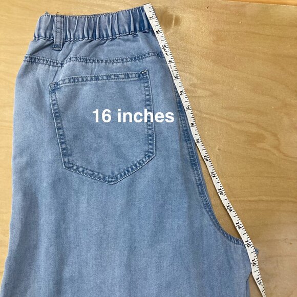 Light Blue Pearl Embellished Wide Leg High Rise Chunky L Women's Jeans - Picture 5 of 9